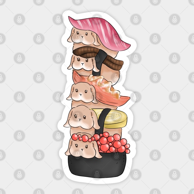 Vertical Sushi Rabbit Bunniesmee Sticker by GambarGrace